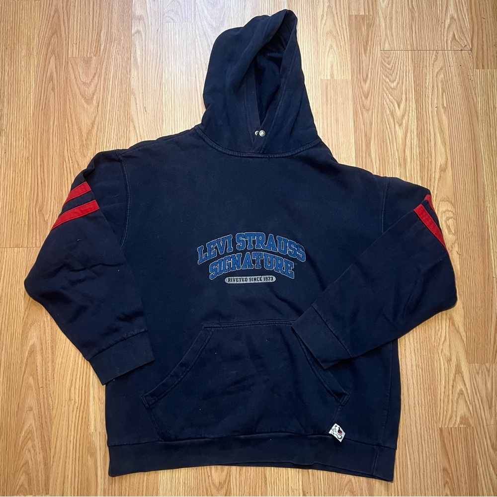 Vintage Levi Strauss Signature Hoodie Sweatshirt Womens Medium Y2k Big Spell Out